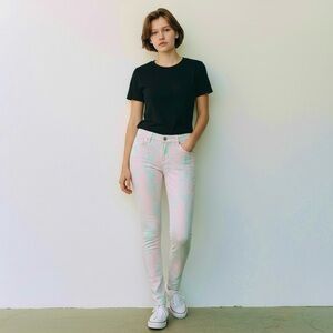 Paige Verdugo Ultra Skinny Jeans Pink Blue Swirl low rise